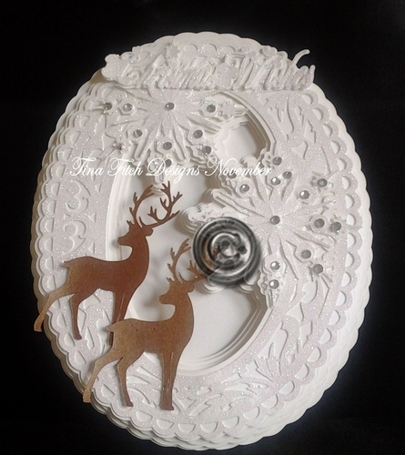 Snowflake Reindeer Round Card, All formats