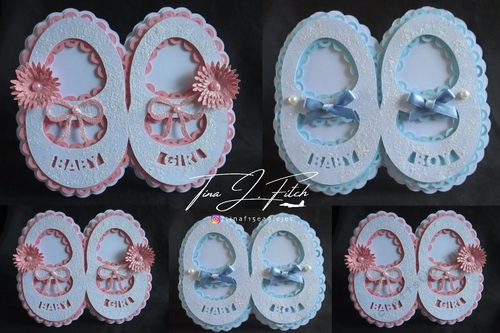Scalloped Baby Shoe Card TF0291, All Formats