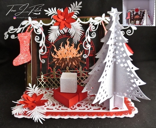 3D Christmas Fireplace Easel & Box, All formats 