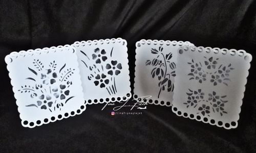 4 x Stencil Floral Cards ,All formats