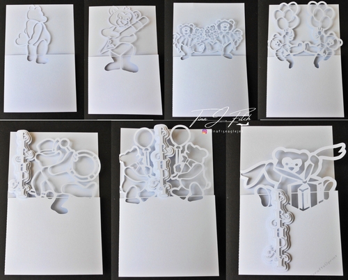 Set of 7 Teddy Topped Stencil Cards