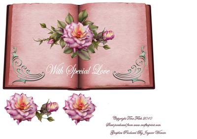 Open Book Rose Card
