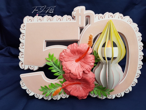 Hibiscus 50th Birthday Luminaire card All formats