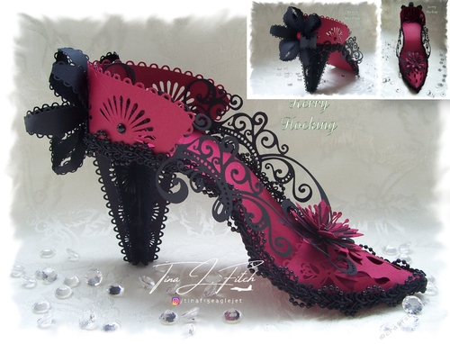 Fancy Swirl High Heel Shoe & Box, All formats