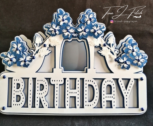 Hibiscus Birthday Card TF0359 Cutting Files, All Formats