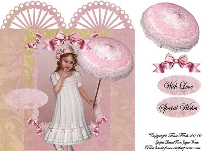 Pink Fancy Card with Little Girl