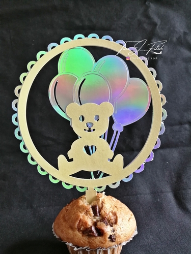 Teddy/Ballon Cake Topper, TF0373, All Formats