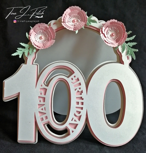 Floral Layered 100th Birthday Card TF0397, All Formats 
