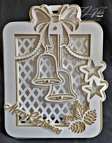 Bell and Stars Christmas Card TF0400, All Formats