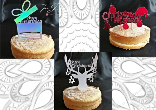 Set of 3 Christmas Cake Toppers TF0405, All Formats