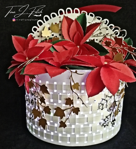 Poinsettia Luminaire Christmas Woven Basket, All Formats