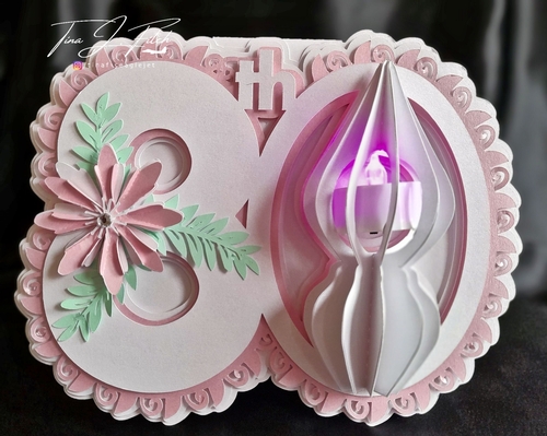 80th Clematis Birthday Candle Card TF0427, All Formats