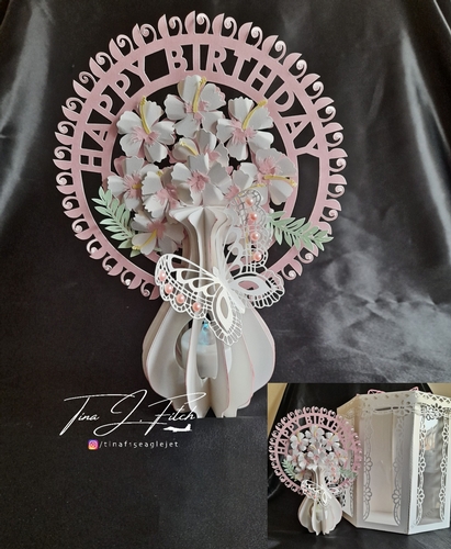 Happy Birthday Floral Vase Luminaire & Box TF0439, All Formats