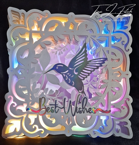 Best Wishes  Floral Hummingbird Luminaire Card TF0471, All Formats