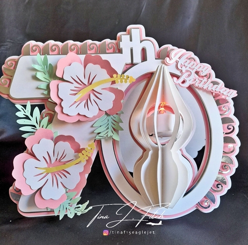 Hibiscus 70th Birthday Candle Card TF0485, All Formats
