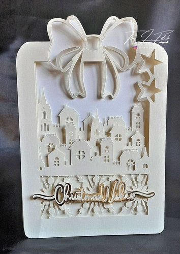 Layered Christmas Bow card TF0542, All Formats