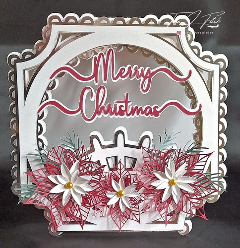 Merry Christmas  Poinsettia Frame Card TF0548, All Formats