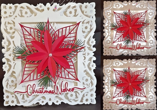 Christmas Poinsettia Frame Luminaire Card TF0550, All Formats