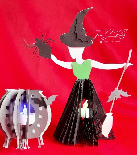3D Halloween Witch and CauLdron Tealight TF0588, All Formats