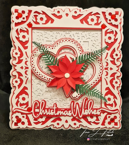 Heart Poinsettia Card TF0606 ALL formats