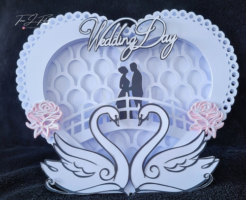 Wedding Swan Rose Card TF0653. All Formats