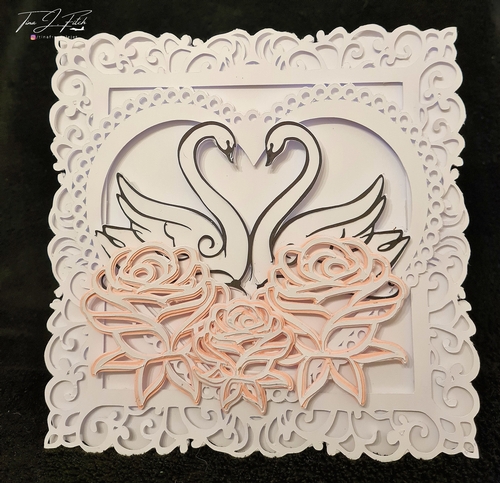 Swan Rose Layered Card TF0654, All  Formats
