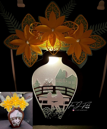 Flower Vase Layered Luminaire Card TF0737, All Formats