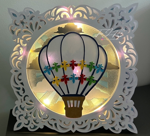 Hot Air Balloon Luminaire Card Template TF0768, Cutting Files