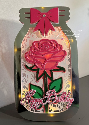 Rose Mason Jar Luminaire Card TF0750 All Formats