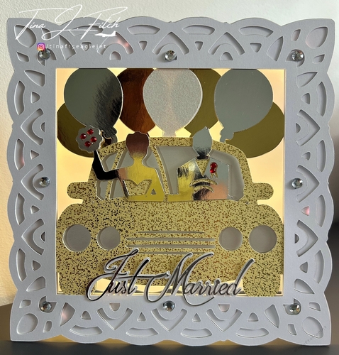 Just Married Luminaire Card Template TF0792, Cutting Files, All formats