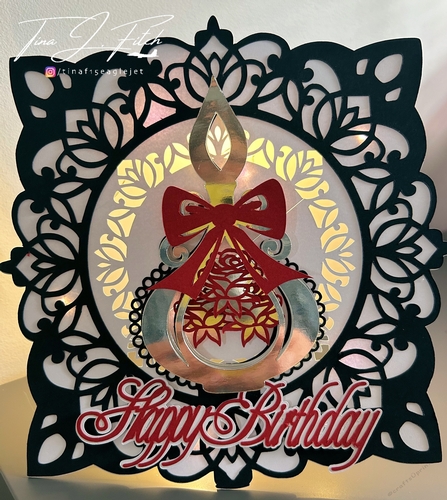 Rose Perfume Bottle Luminaire Card Template TF0795, Cutting Files, All formats