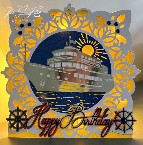 Yacht Luminaire Card Template, TF0798, Cutting Files, All formats