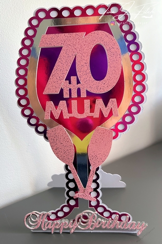 70th Mum Birthday Glass Card Template TF0799, Cutting Files , All formats