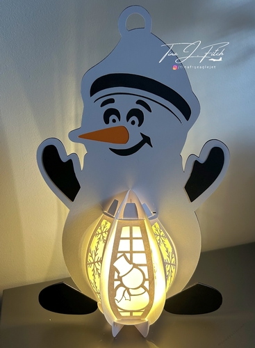 Snowman Luminaire Lantern Template TF0801, Cutting Files, All formats