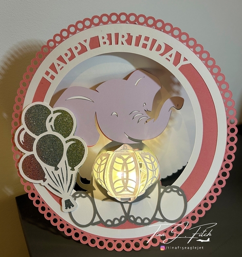 Happy Birthday Elephant Lantern Card TF0809, All F0rmats