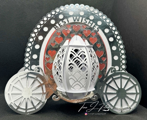 Best Wishes Carriage Lantern Card Template TF0805, Cutting File, All formats