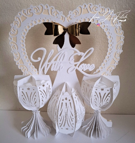 With Love Heart Bottle & Glasses Lantern Template TF0839, All F0rmats