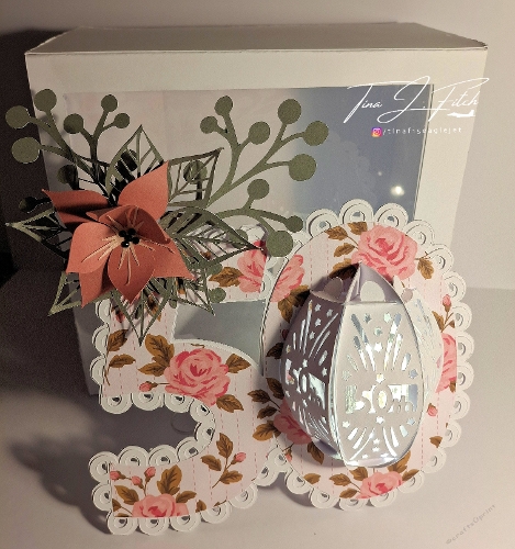 50th Birthday-Anniversary Lantern Card & Box template TF0843, All Formats