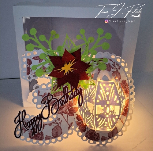30th Birthday-Anniversary Lantern Card & Box template TF0847. All Formats