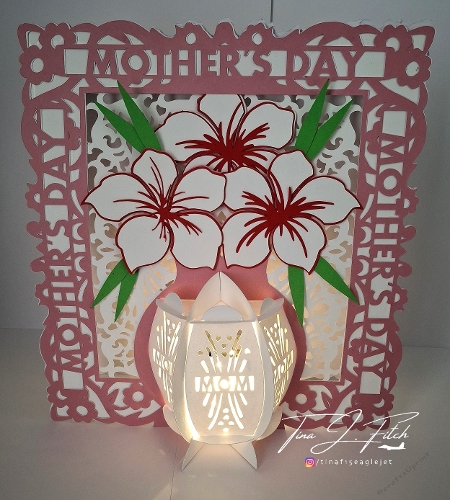 Mum/Mom Mothers Day/Birthday Vase Lantern Card Template TF0858 All Formats