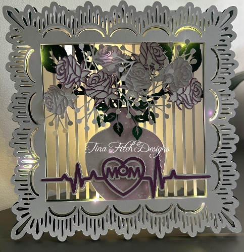 Mom Floral Vase card Luminaire Template TF0865, Cutting Files, All formats