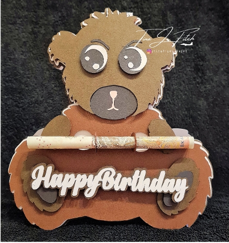 Birthday Teddy Money Holder card TF0628, All Formats