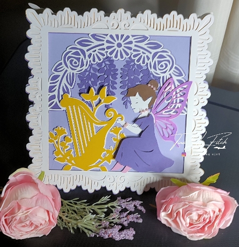 Girl Playing Harp Luminaire Card TF0887, All Formats