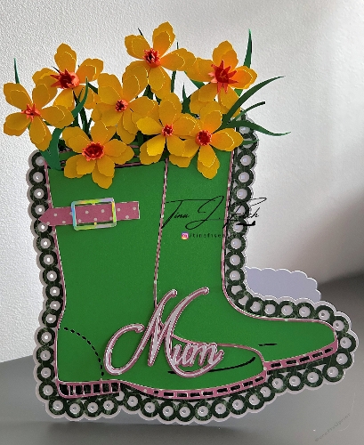 Wellie Boots Floral Card TF0762, All Formats
