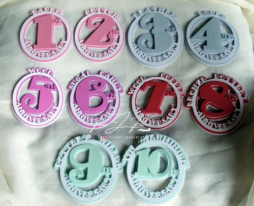 1st to 10th Traditional Anniversary Toppers, All formats.