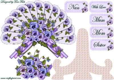 Lilac Pansy Fan & Stand Card