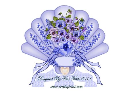 Blue Pansy Fan & Stand