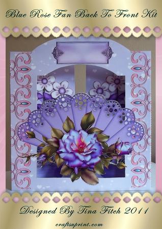 Blue Rose Fan Back to Front Card Kit