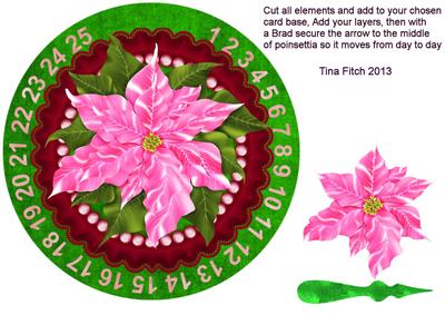 Christmas Poinsettia Advent Calendar Card Front