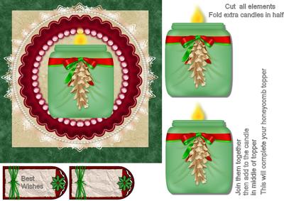 Christmas Candle Honeycomb Topper